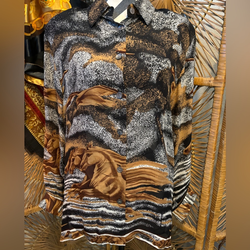 Vintage NWT 80s designer Paolo Santini western/boho blouse
